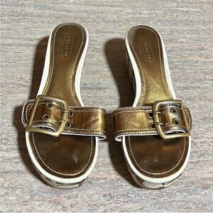 Coach Gold Wedge Sandals